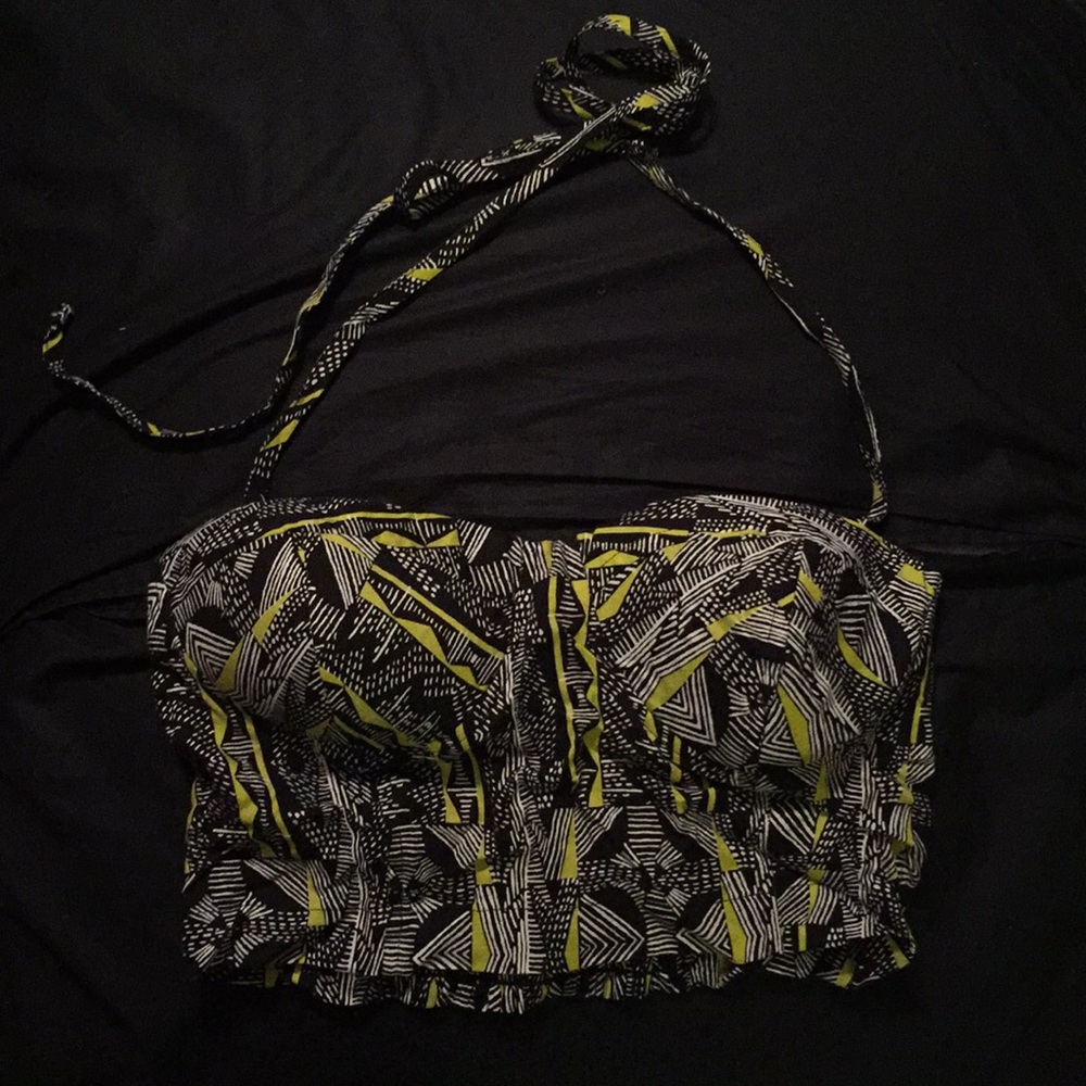 Black | Lime Green tribal crop top / halter 🗿🏜